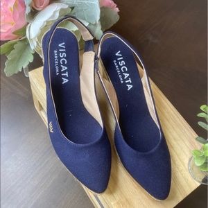 Viscata pointed wedge navy shoes